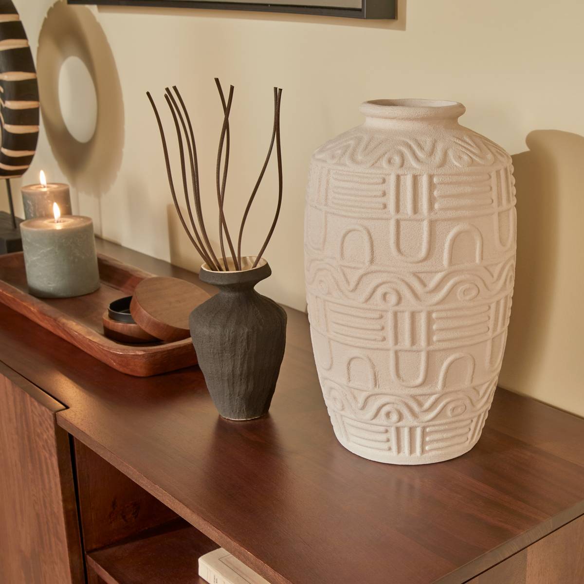 Plante artificielle avec vase NYER blanc, ATMOSPHERA