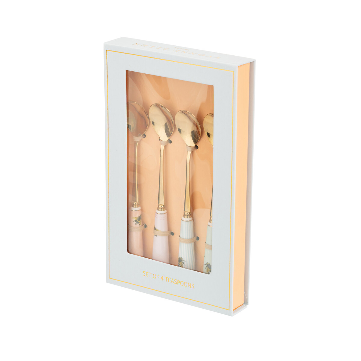 Set of 4 Bee Teaspoons in Gold multi-coloured, YVONNE ELLEN