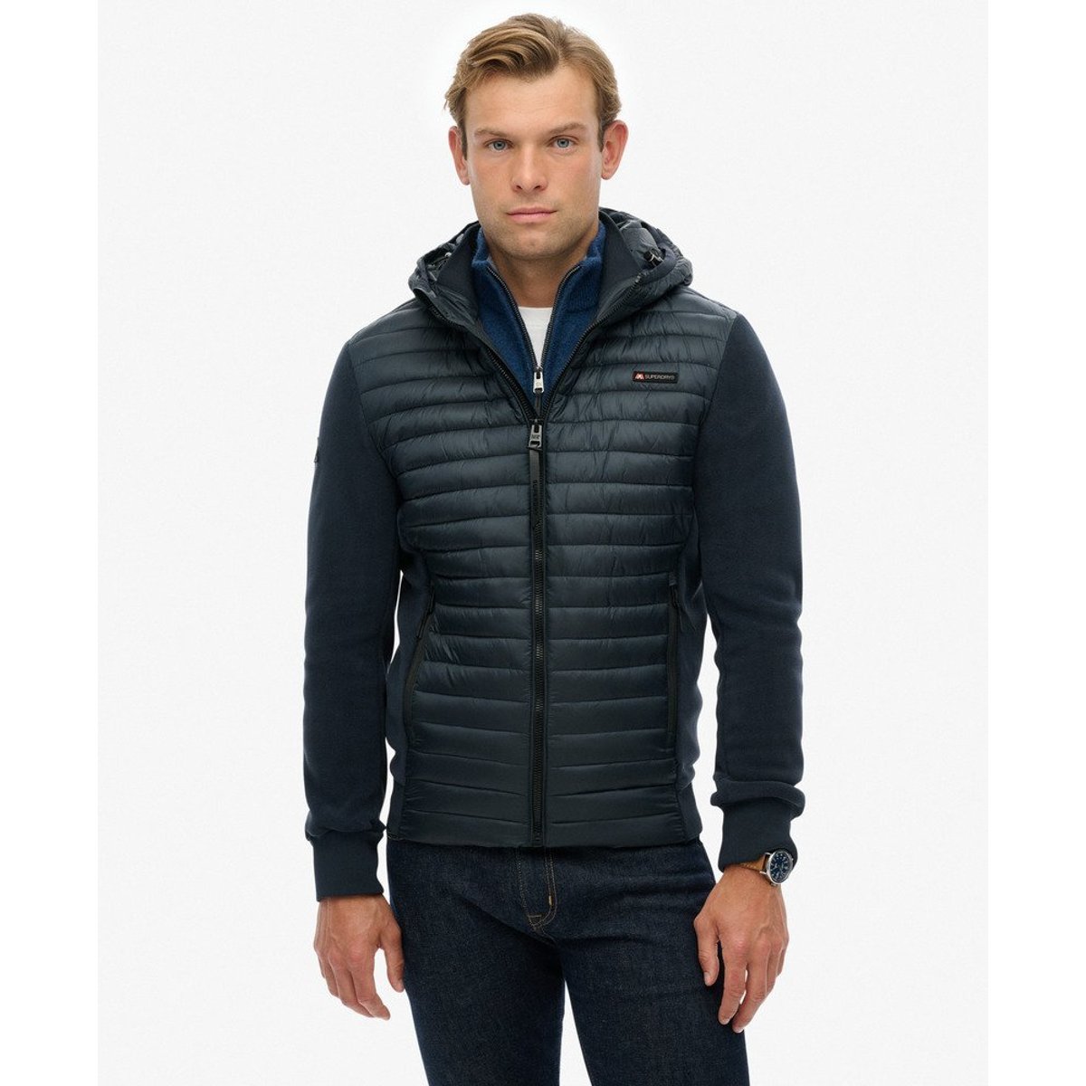Veste à capuche en polaire Storm Hybrid bleu marine éclipse, SUPERDRY