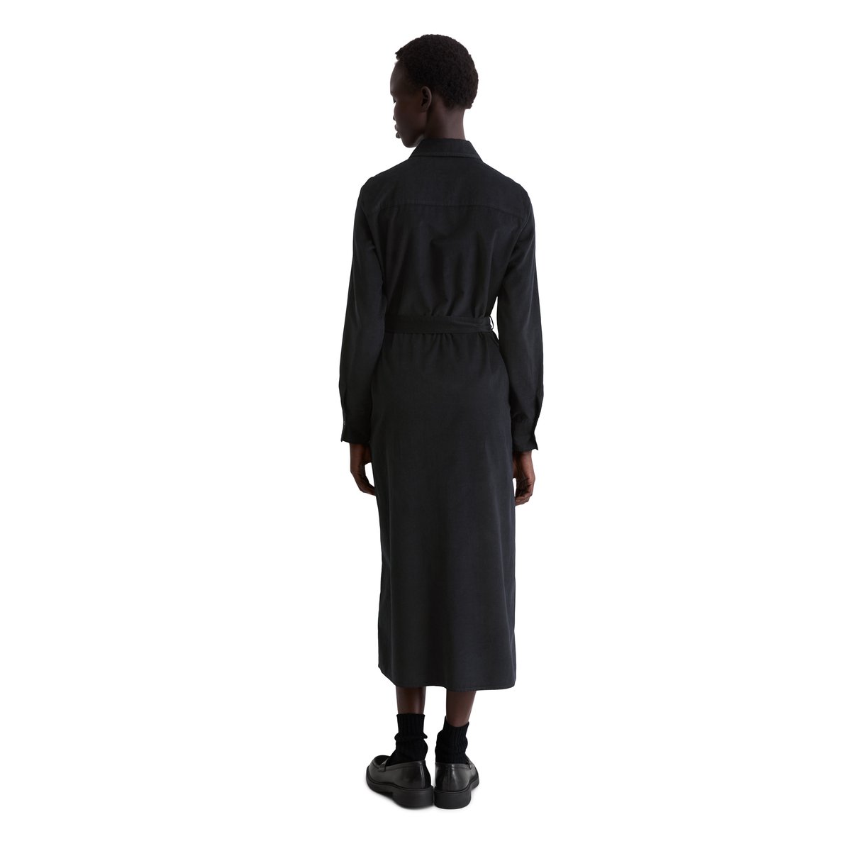Robe en velours côtelé fin regular en doux mélange de coton organique et de lyocell bleu foncé, MARC O'POLO