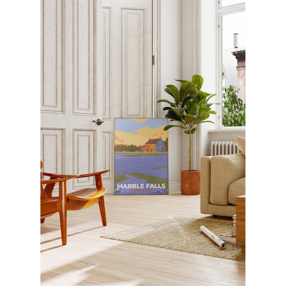 Affiche ville Marble Falls blanc, L'AFFICHERIE