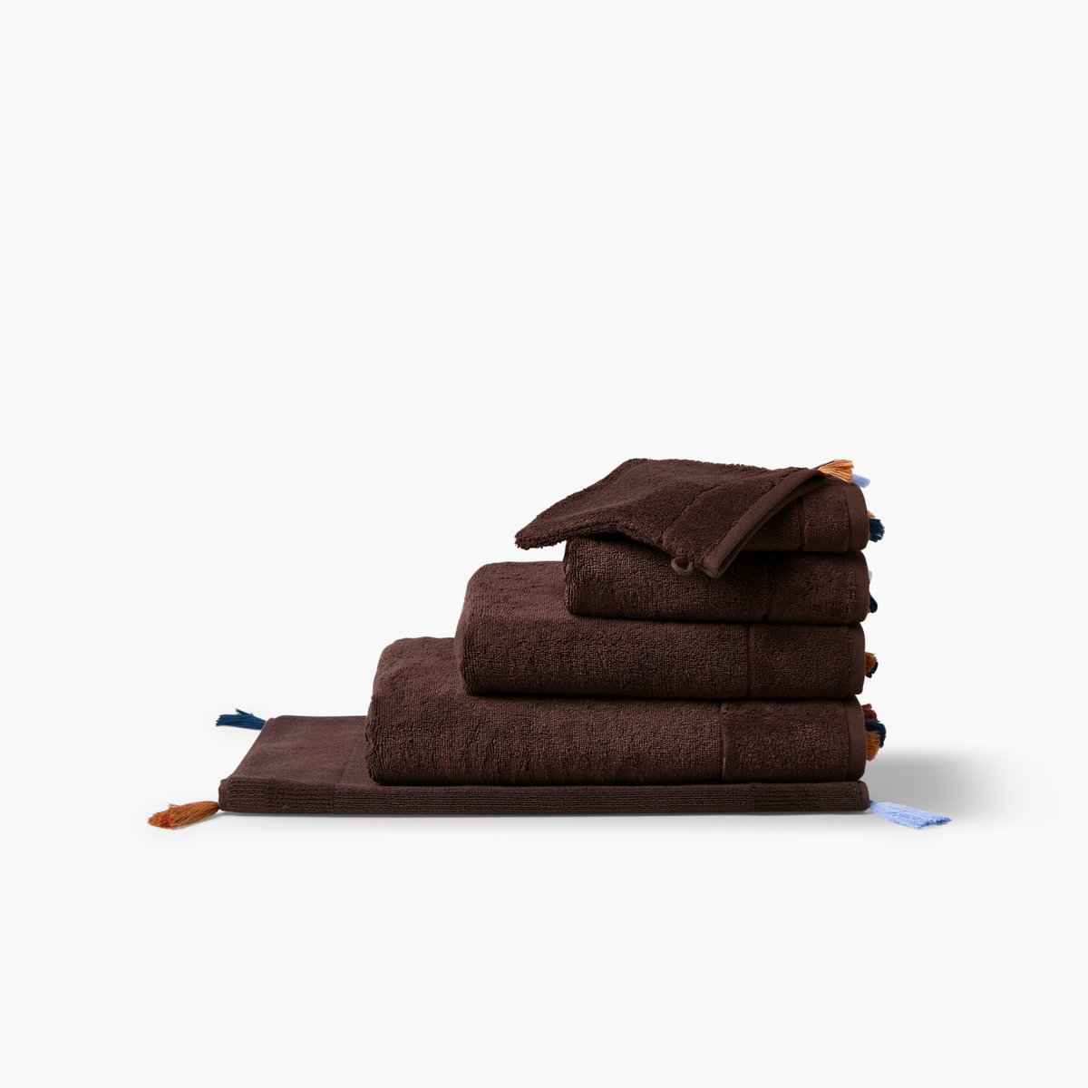 Tapis de bain AMARA chocolat, CARRE BLANC
