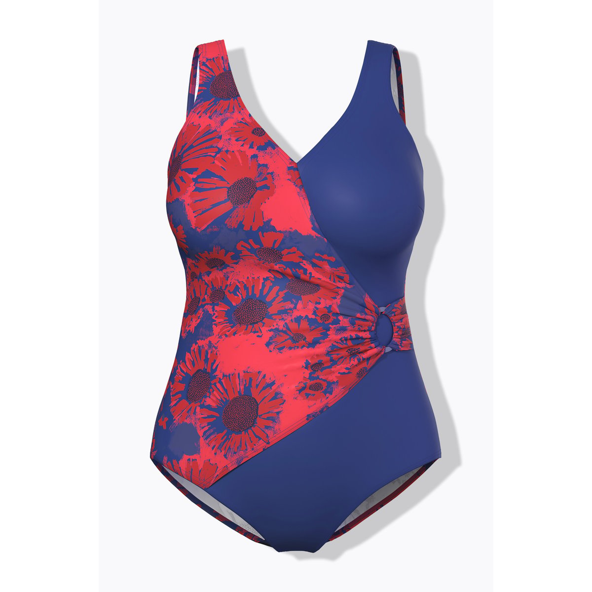 Maillot de bain effet cache-cœur. Bonnets marine, ULLA POPKEN
