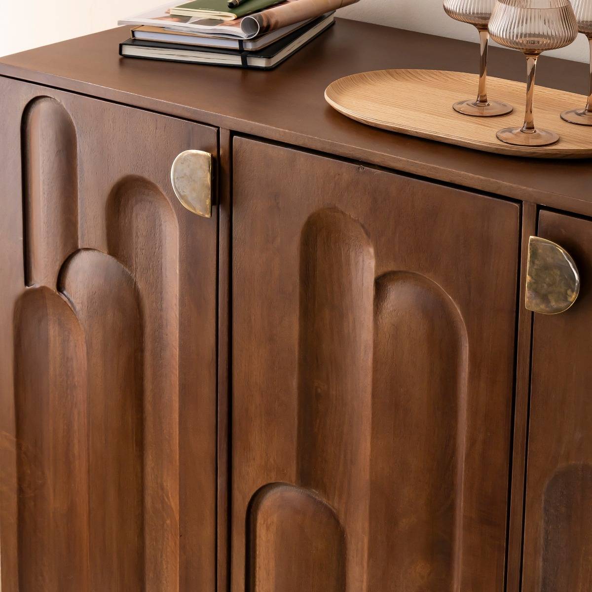Meuble bar en bois de manguier ELIO bois foncé, MADE IN MEUBLES