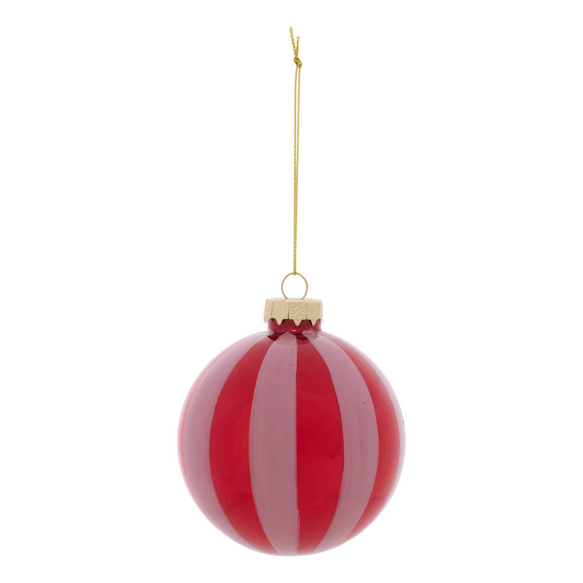Boule de Noël en verre rayée bicolore D. 80 mm modèle b, FEERIC LIGHTS & CHRISTMAS