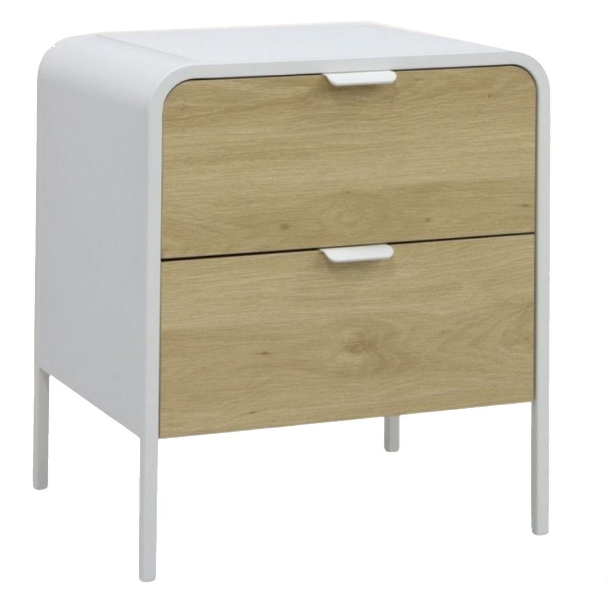 Table de chevet bois et blanc 48x40x55cm bois, VERSA