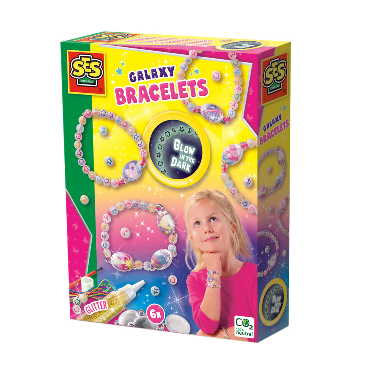 Brinquedo "Galáxia braceletes brilha no escuro", SES multicolor, SES