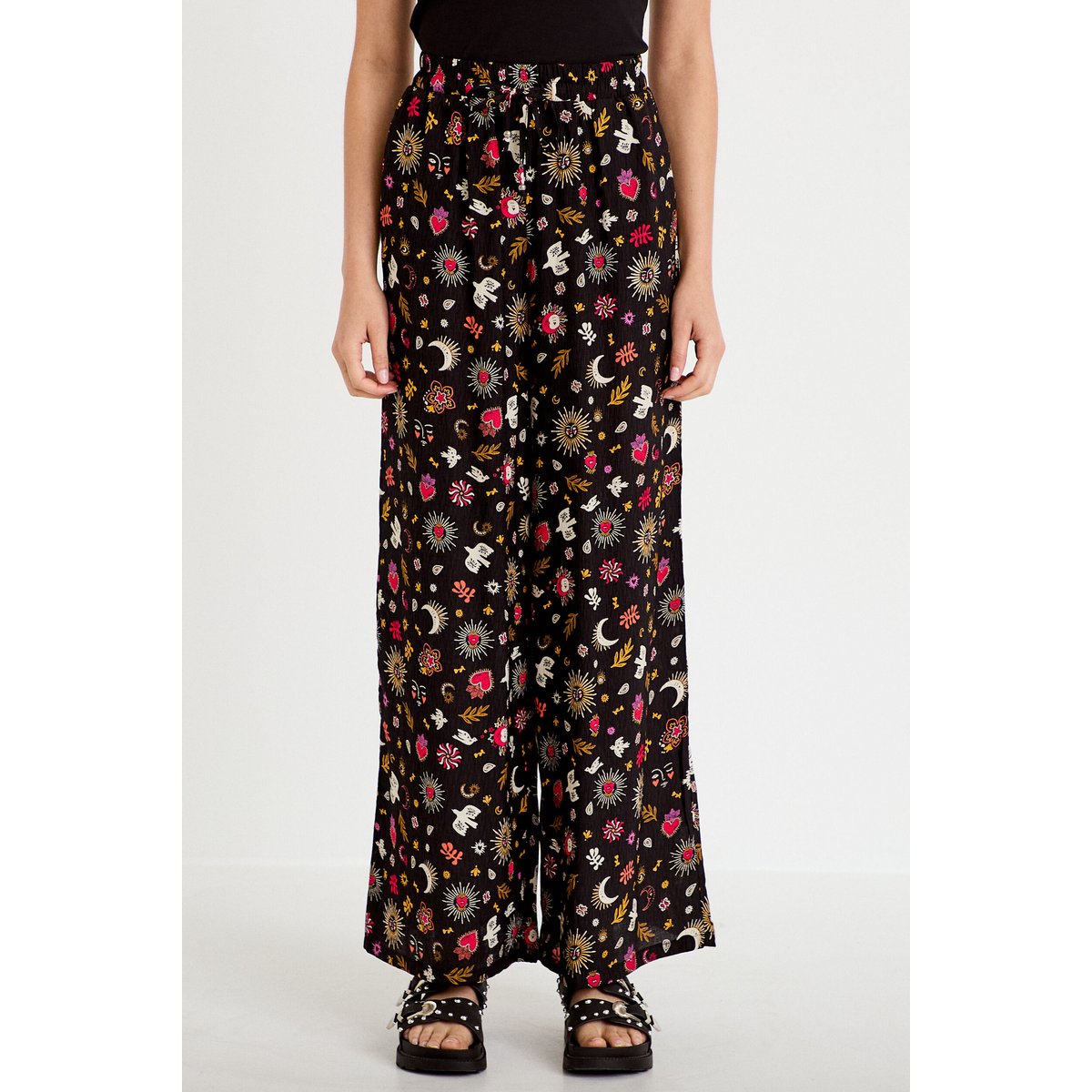 Pantalon large taille standard noir, CACHE CACHE