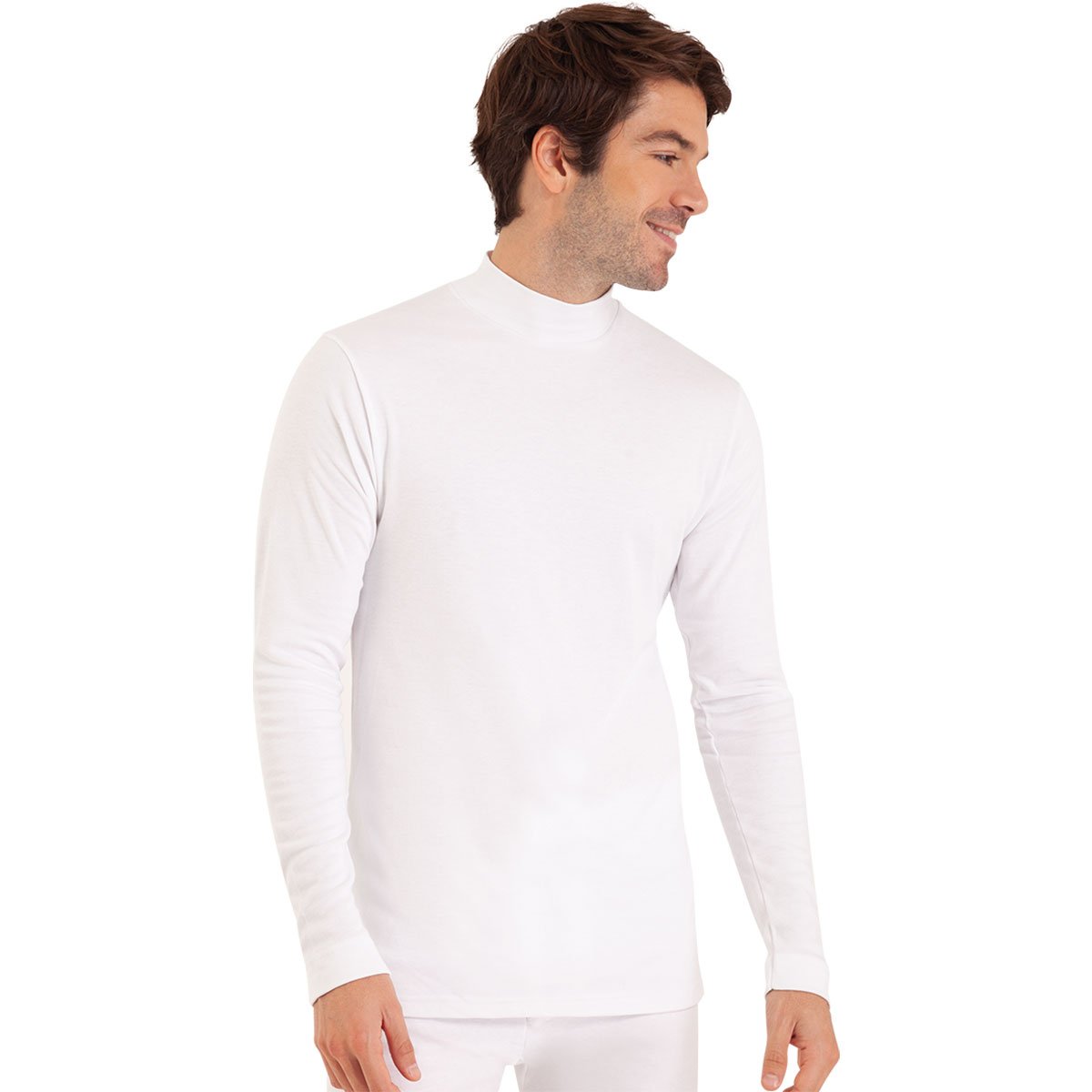 Tee-shirt col cheminée manches longues ligne chaude blanc, EMINENCE