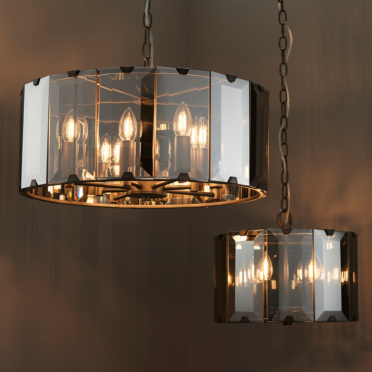 Clifton 4-Light Bevelled Glass Pendant Light grey, ÉDITÉ