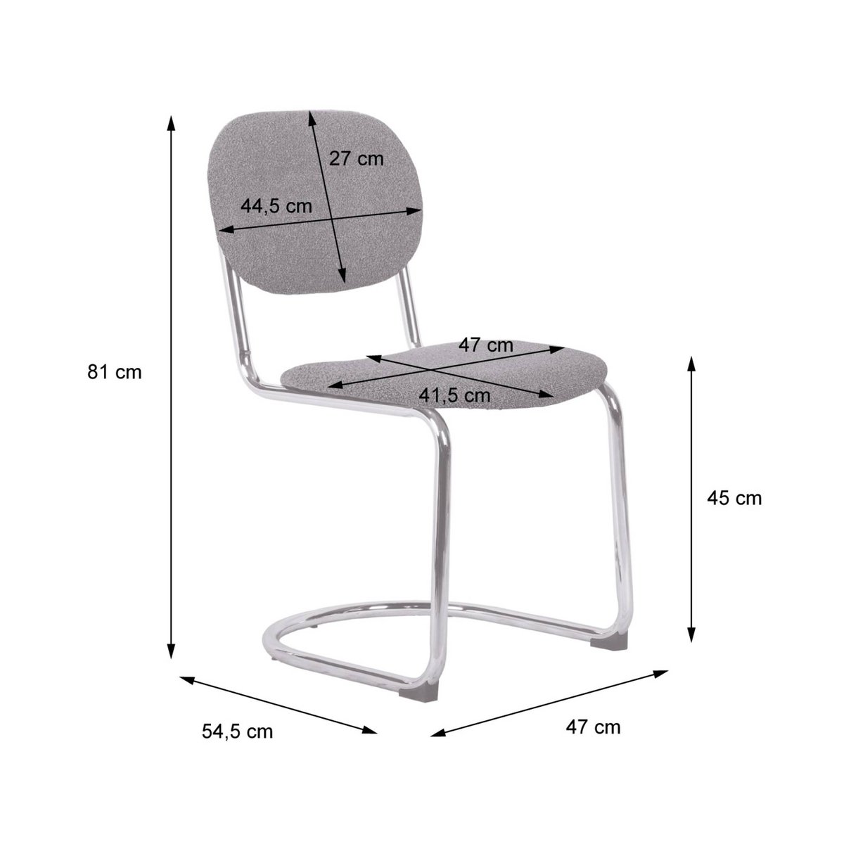 Chaise cantilever arrondie métal, velours côtelé et pieds chromés (lot de 2) MALOA camel, SWEEEK