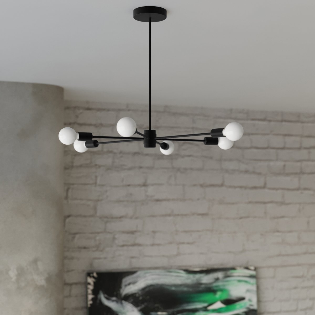 Suspension Acier Noir E27 5 Lango noir, EDEN