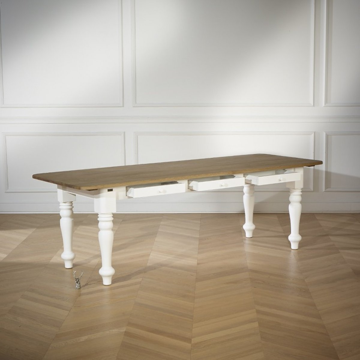 Table blanche rectangulaire en chêne 8 couverts ALEXIS blanche, ROBIN DES BOIS