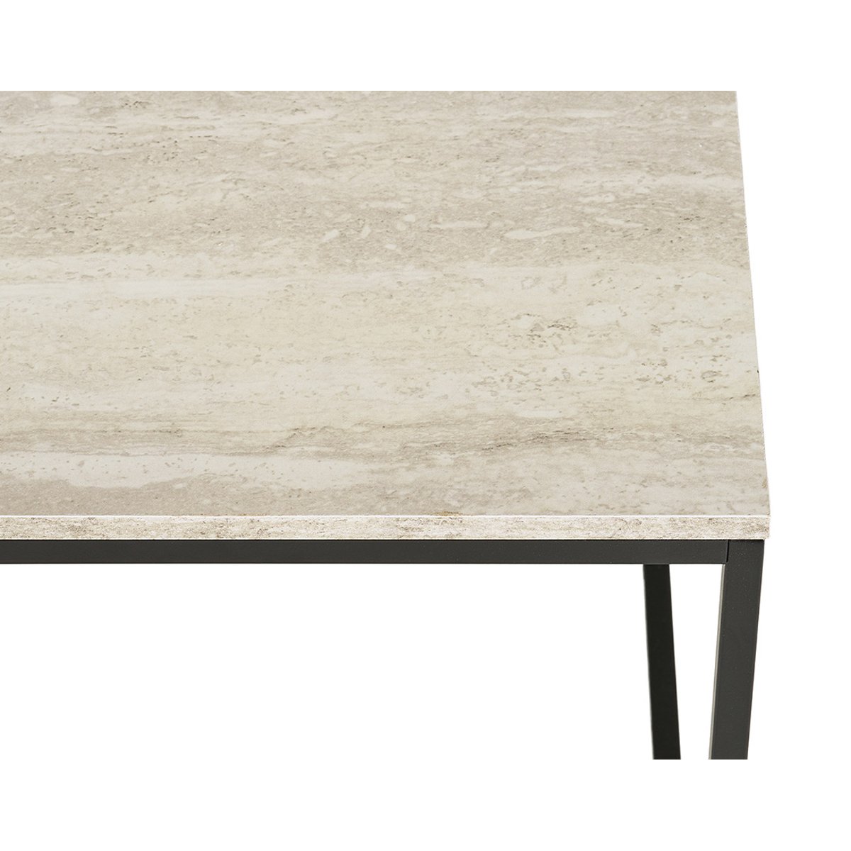 Table basse plateau effet travertin, MAYA beige / noir, BEST MOBILIER