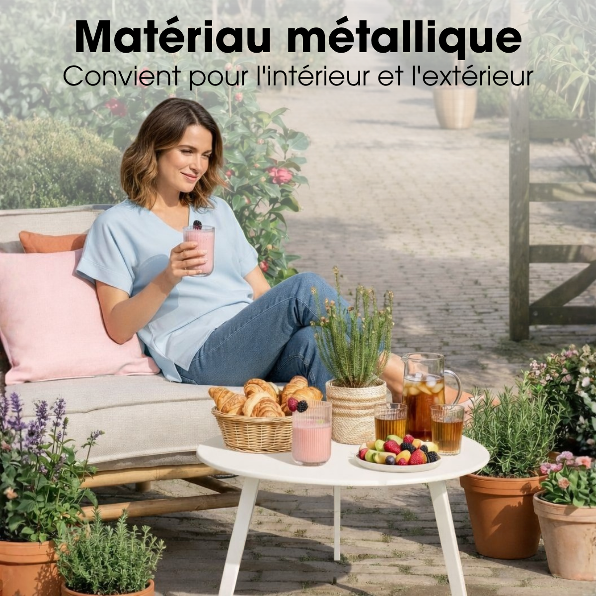 Table de jardin SEATLE blanc, MICA DECORATIONS
