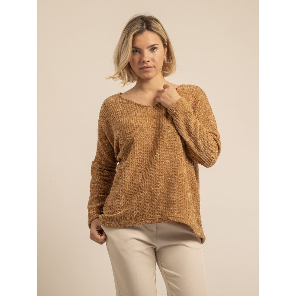 Pull Col Large Karielle camel, DONA LISA