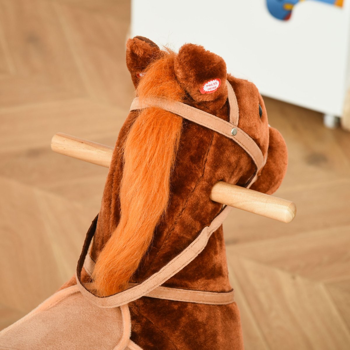Cheval à bascule pour enfants Peluche Courte marron, HOMCOM