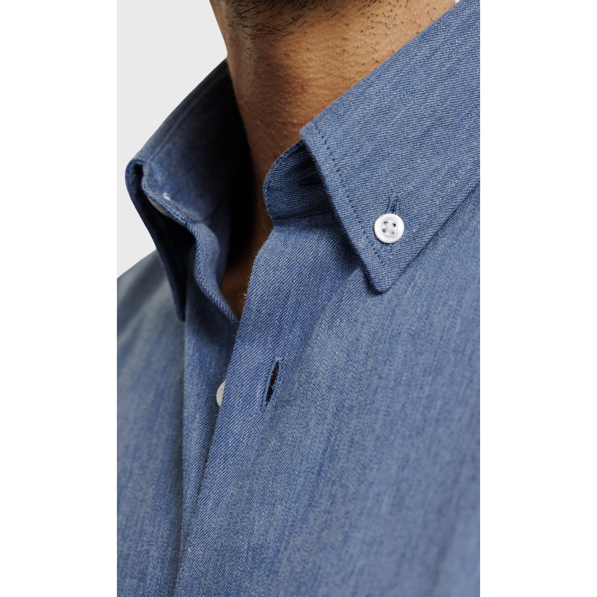Chemise Regular fit unie effet denim bleu ciel, ACROSS