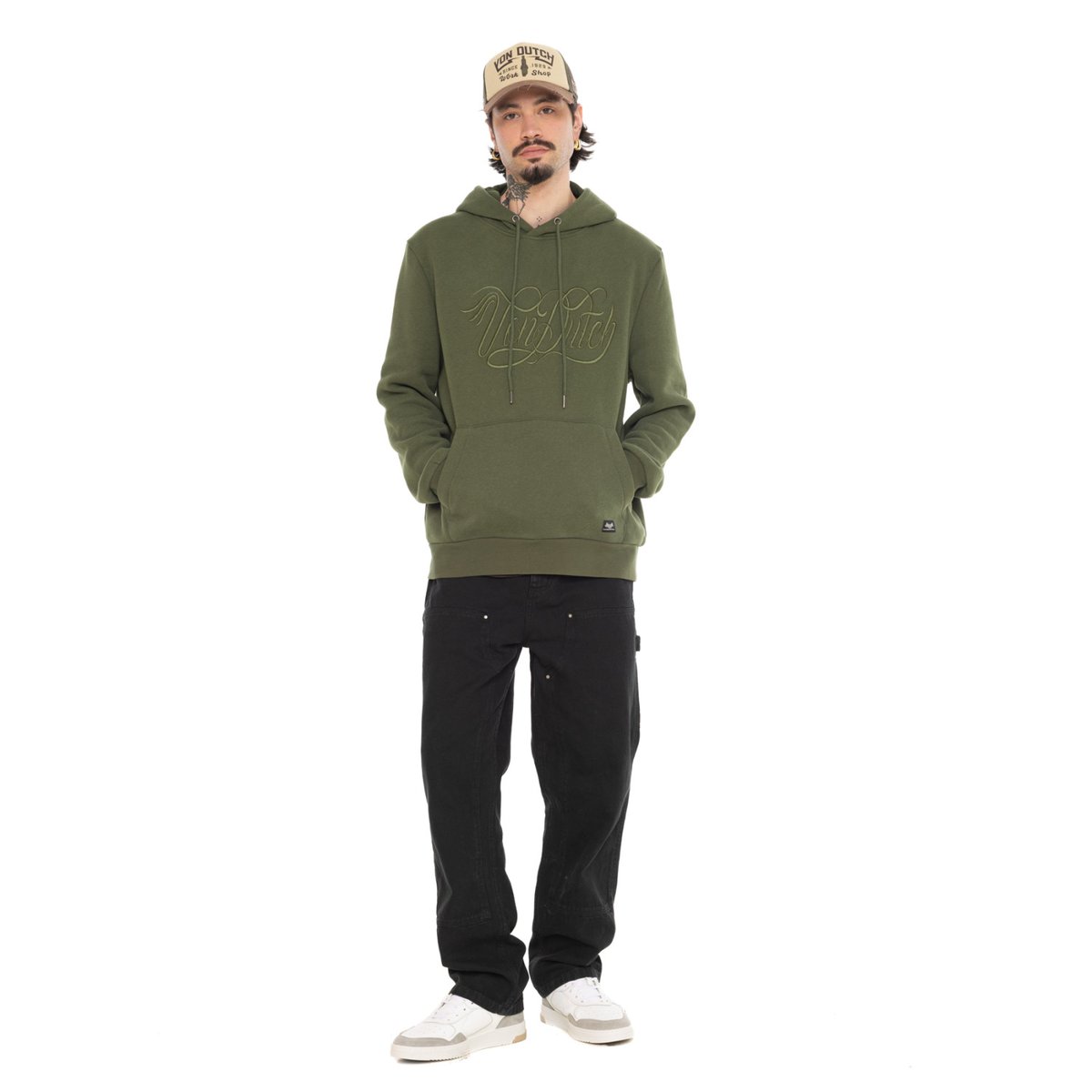 Sweatshirt coton RUBEN vert, VON DUTCH