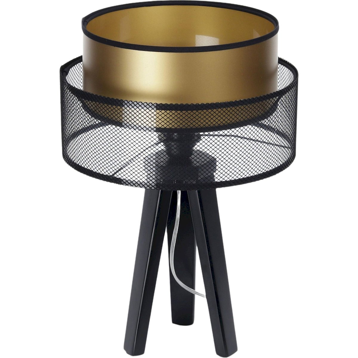Lampe à poser ronde, DUO ELLEGANT noir avec intérieur doré mat et brillant, BPS KONCEPT