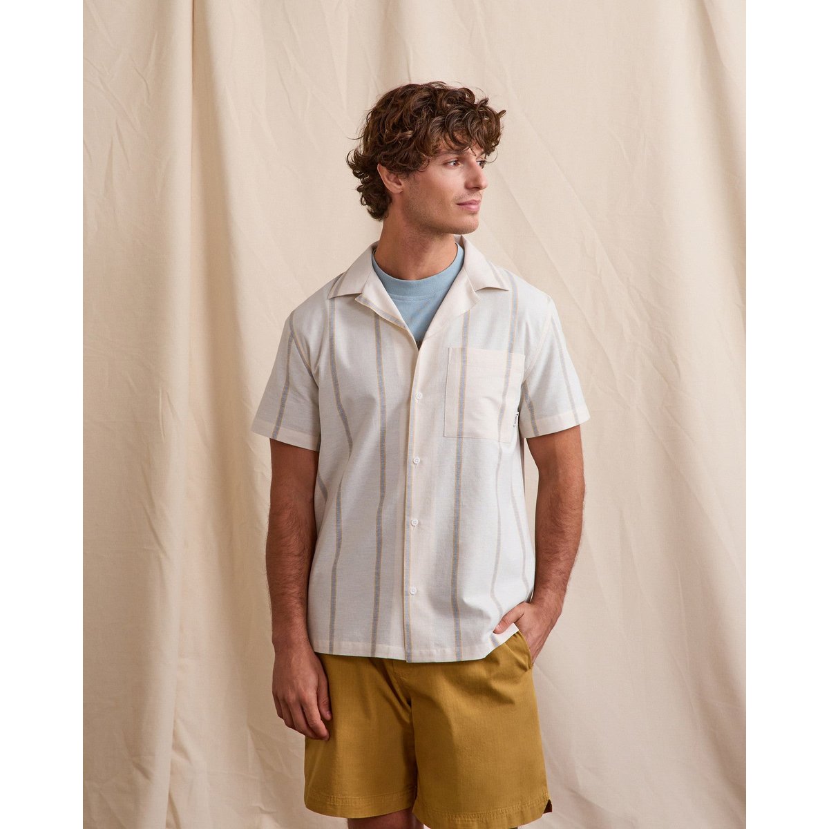 Chemise PAIOLIVE écru et bleu, FAGUO