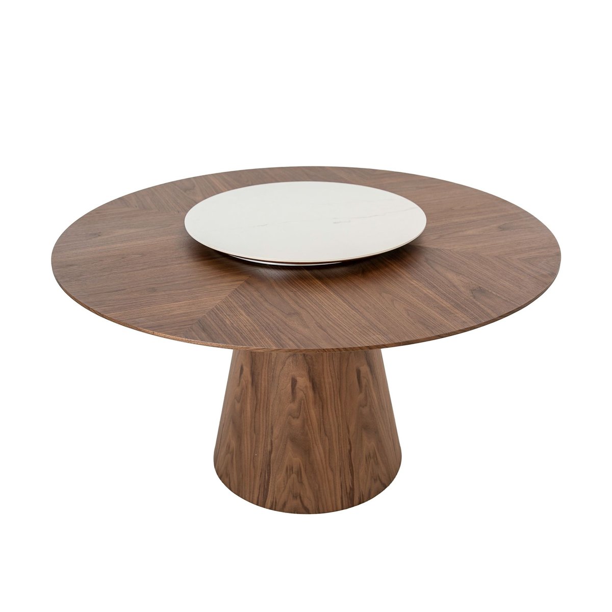 Table à manger ronde rotative noyer blanc | noyer, ANGEL CERDA