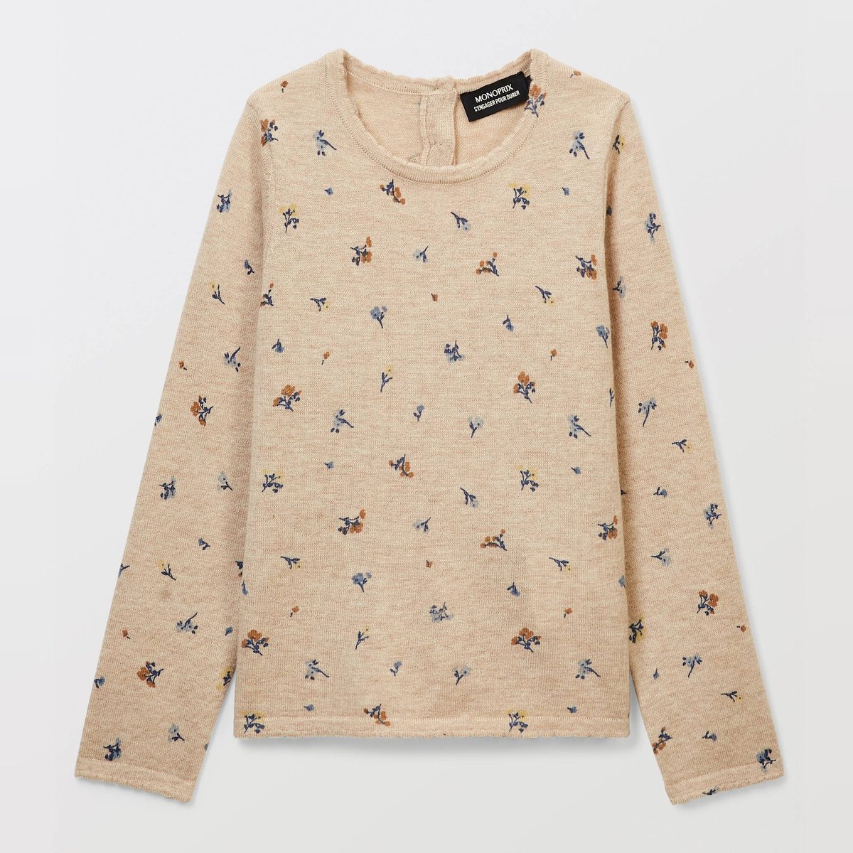 Pull imprimé en laine amaretti, MONOPRIX