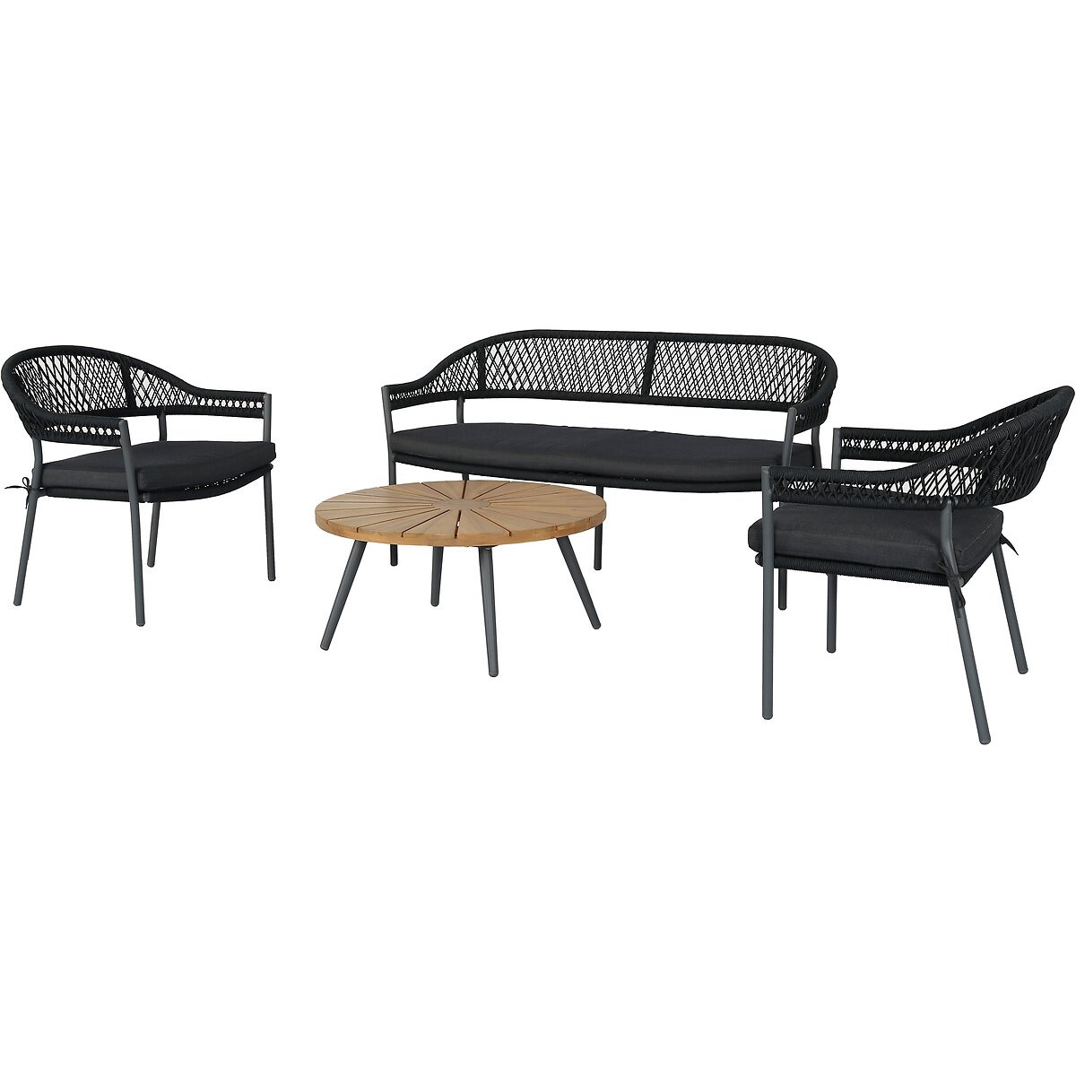 Bazel Outdoor Seating Set black/natural, SO'HOME