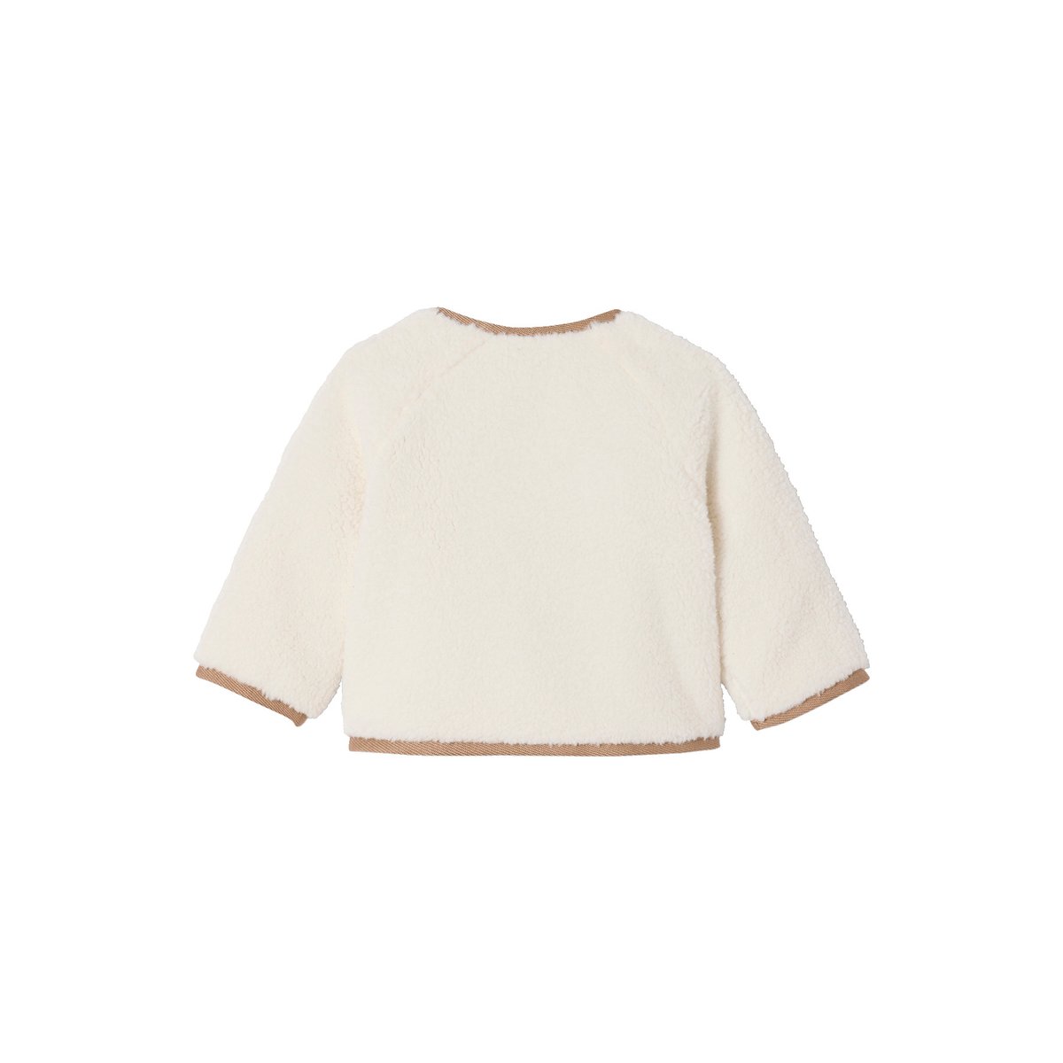 Pull naissance en sherpa boutonné devant écru, VERTBAUDET