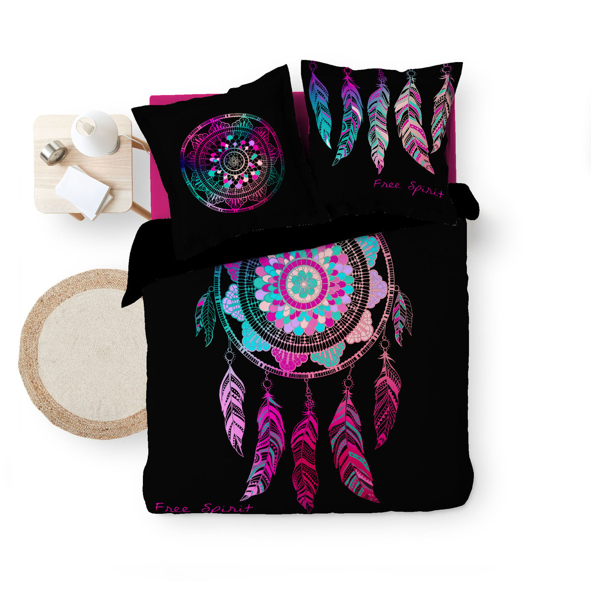 Parure housse de couette spirit noir, EDEN
