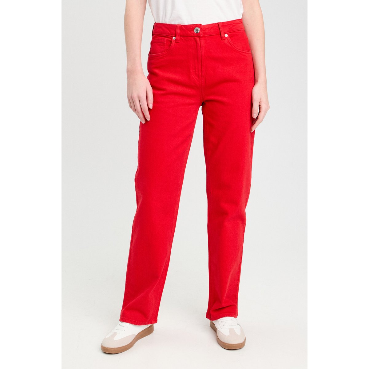 Jeans droit 5 poches rouge, CACHE CACHE