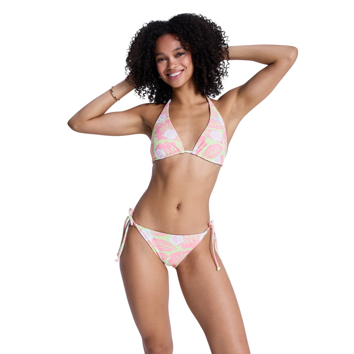 Haut de maillot de bain bikini triangle HIBISCUS HYPE RV TIKI TRI. vert daiquiri green hibscus hype, ROXY