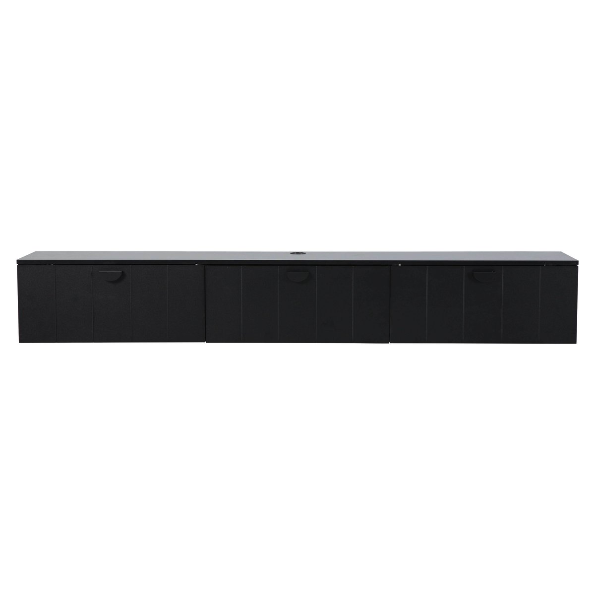 Meuble TV suspendu 200 cm style bohème, HOLLY noir, OVIALA