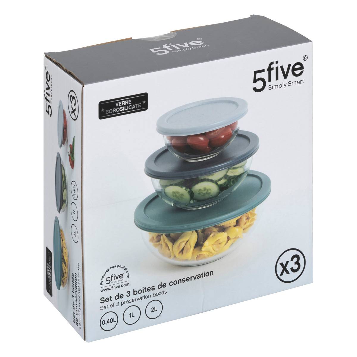 Set de 3 boîtes de conservation en verre KEEPEAT multicolore, 5FIVE SIMPLY SMART