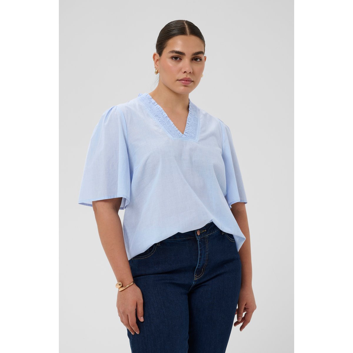 Blouse à manches longues bleu brunnera blue, KAFFE CURVE