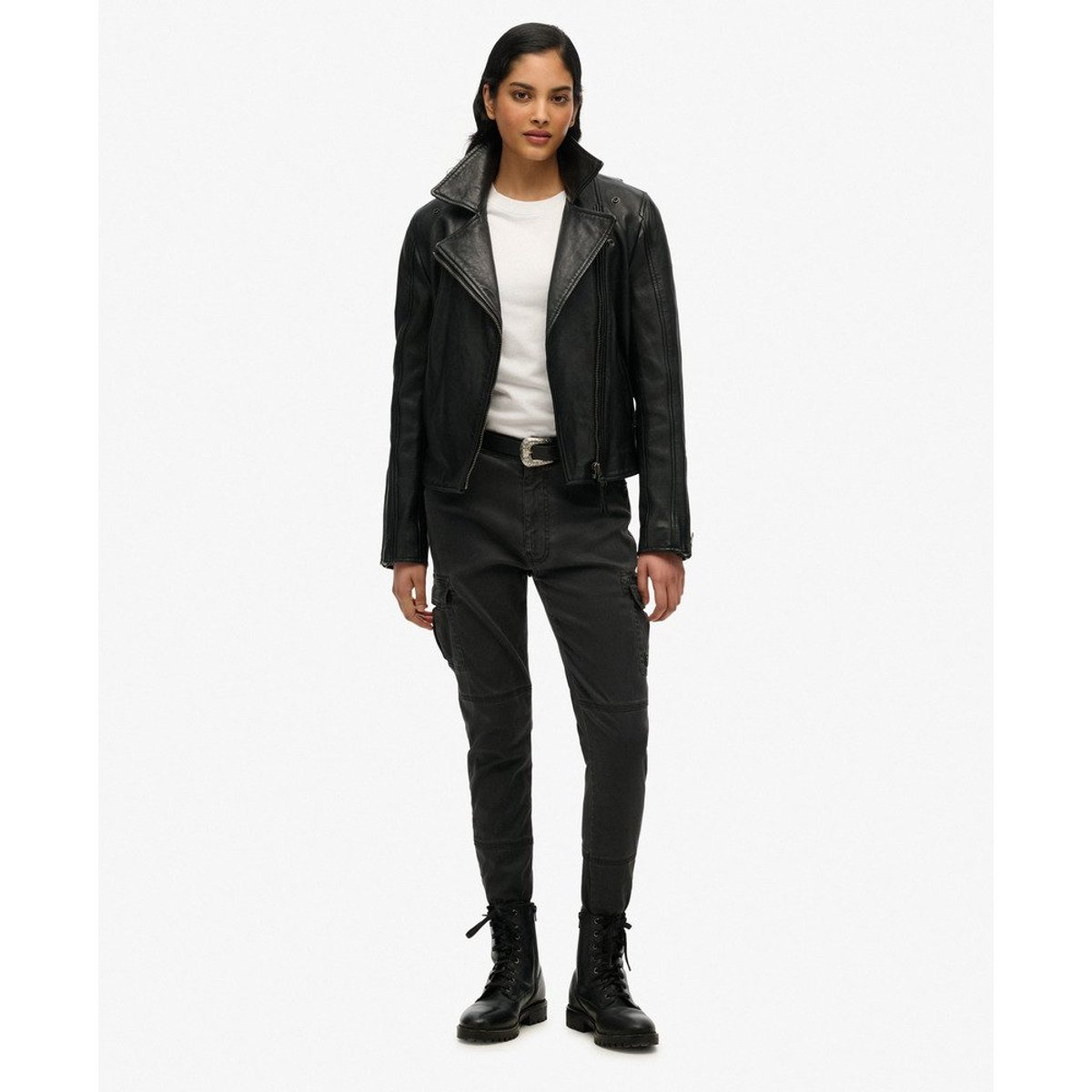 Pantalon cargo skinny noir délavé, SUPERDRY