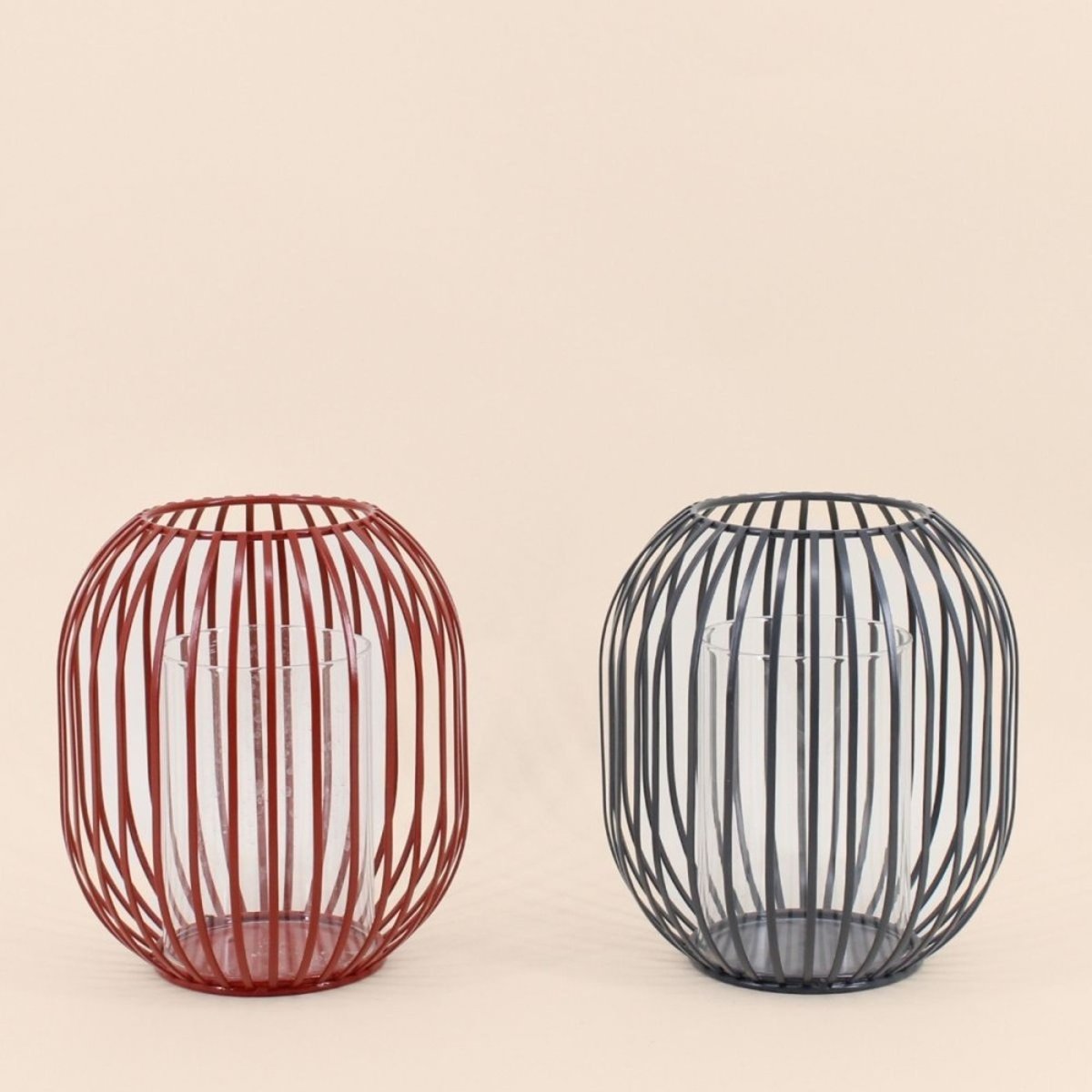 Lanterne ronde en métal filaire gris, ORNAMI
