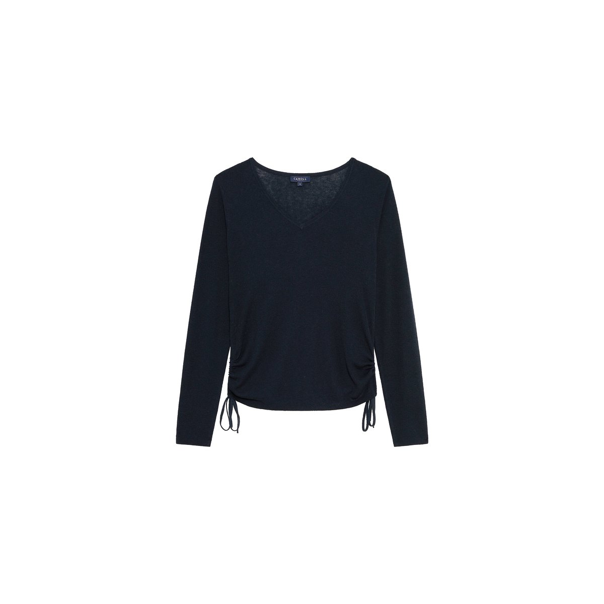 Pull droit col v MSIDONIE noir, CAROLL