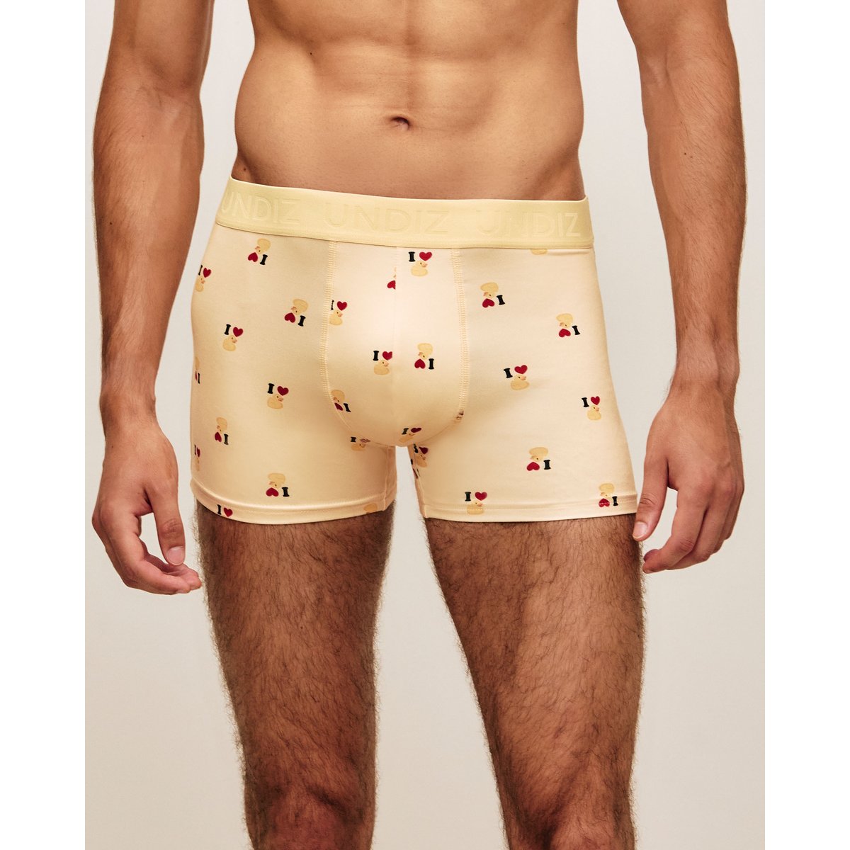 Boxer en microfibre imprimé canards REPEATIZ ILOVE jaune, UNDIZ
