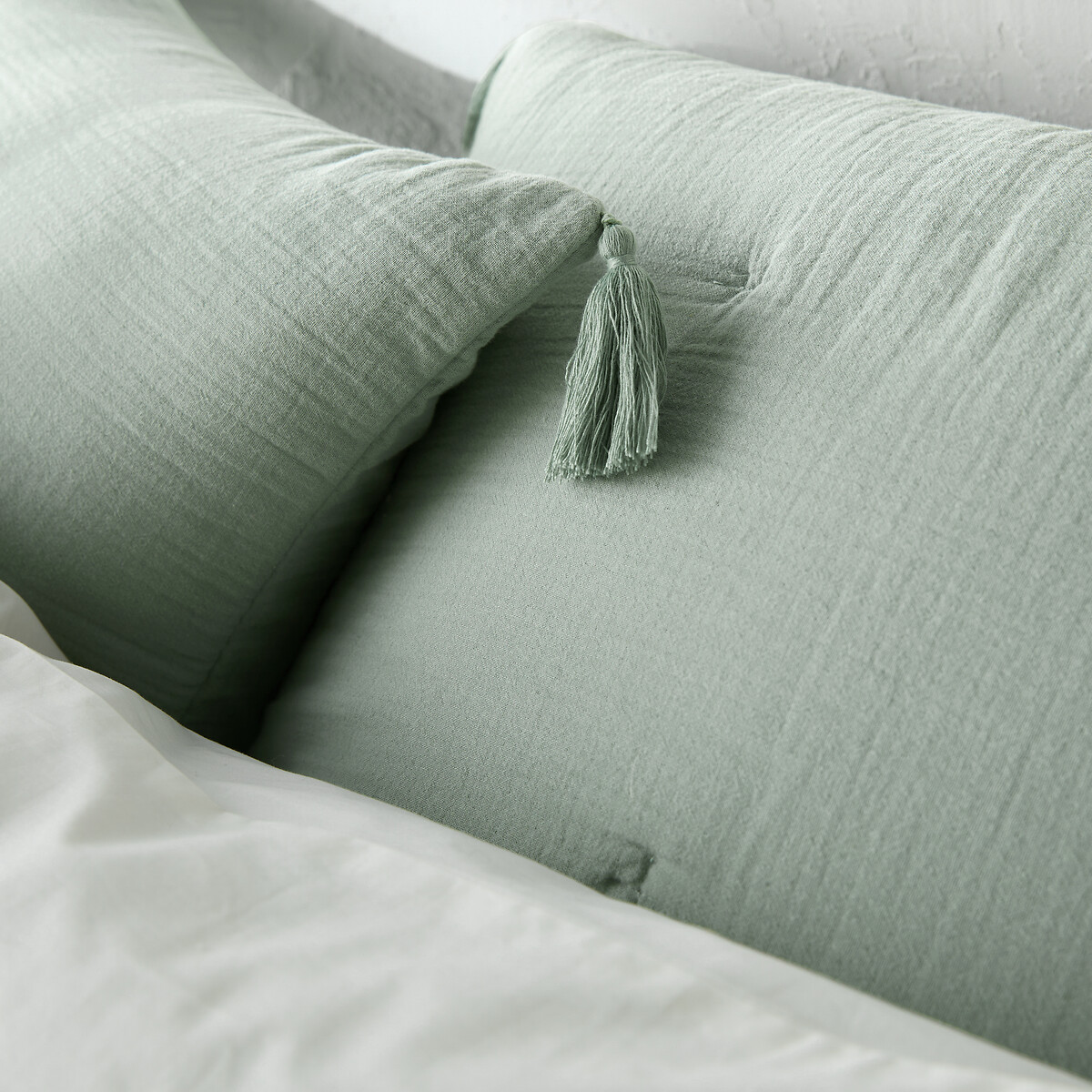 Housse de coussin matelassée gaze de coton, Kumla vert de gris, LA REDOUTE INTERIEURS