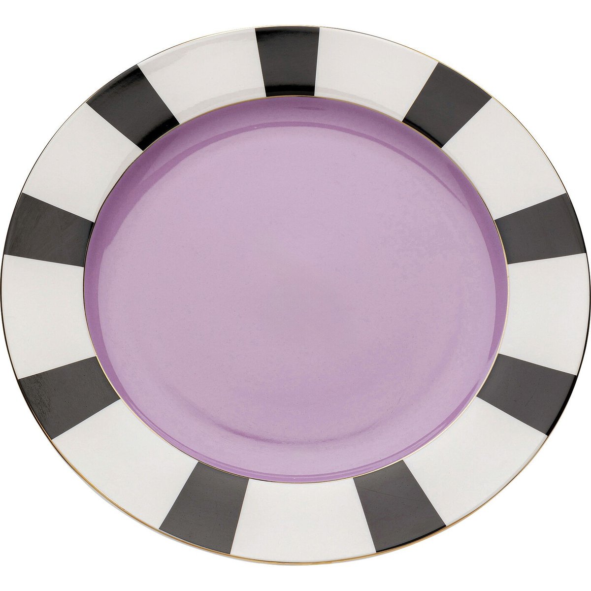 Plat rond bord rayé, HARLEQUIN violet, KARE DESIGN