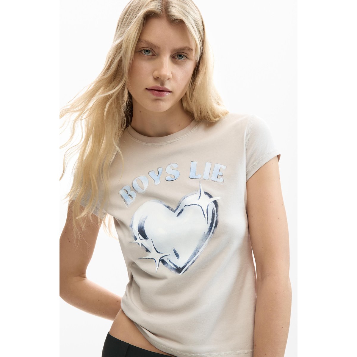 T-shirt ajustée cœur bleu, DESIGUAL