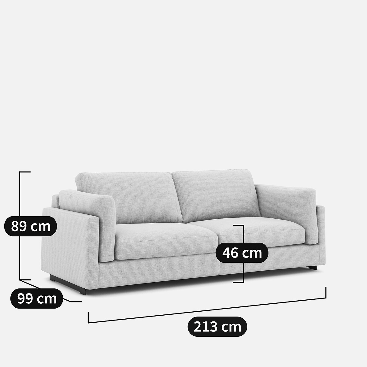 Sofá-cama, em algodão reciclado, CÉSAR cinzento claro, AM.PM
