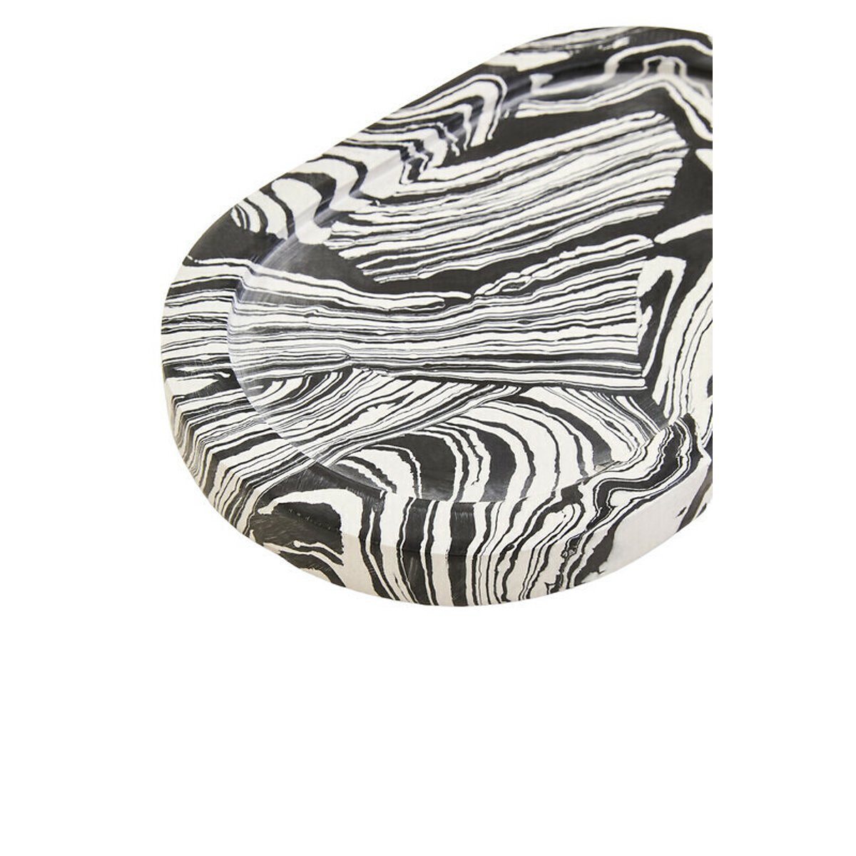 Oval Decorative Marble Tray in Black/White black, FIFTY FIVE SOUTH