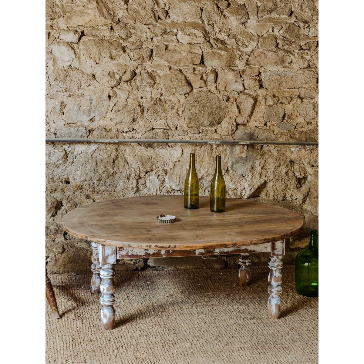 Table basse ovale en bois Léonie N°947 - Bon état bois foncé, DEBONGOUT