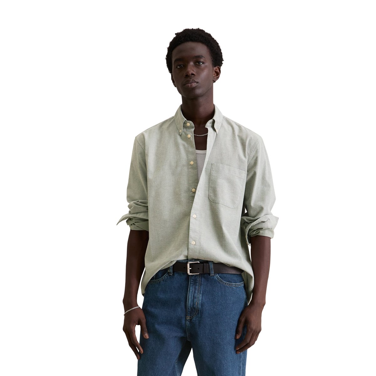 Chemise regular en coton bio de qualité Oxford vert foncé, MARC O’POLO DENIM
