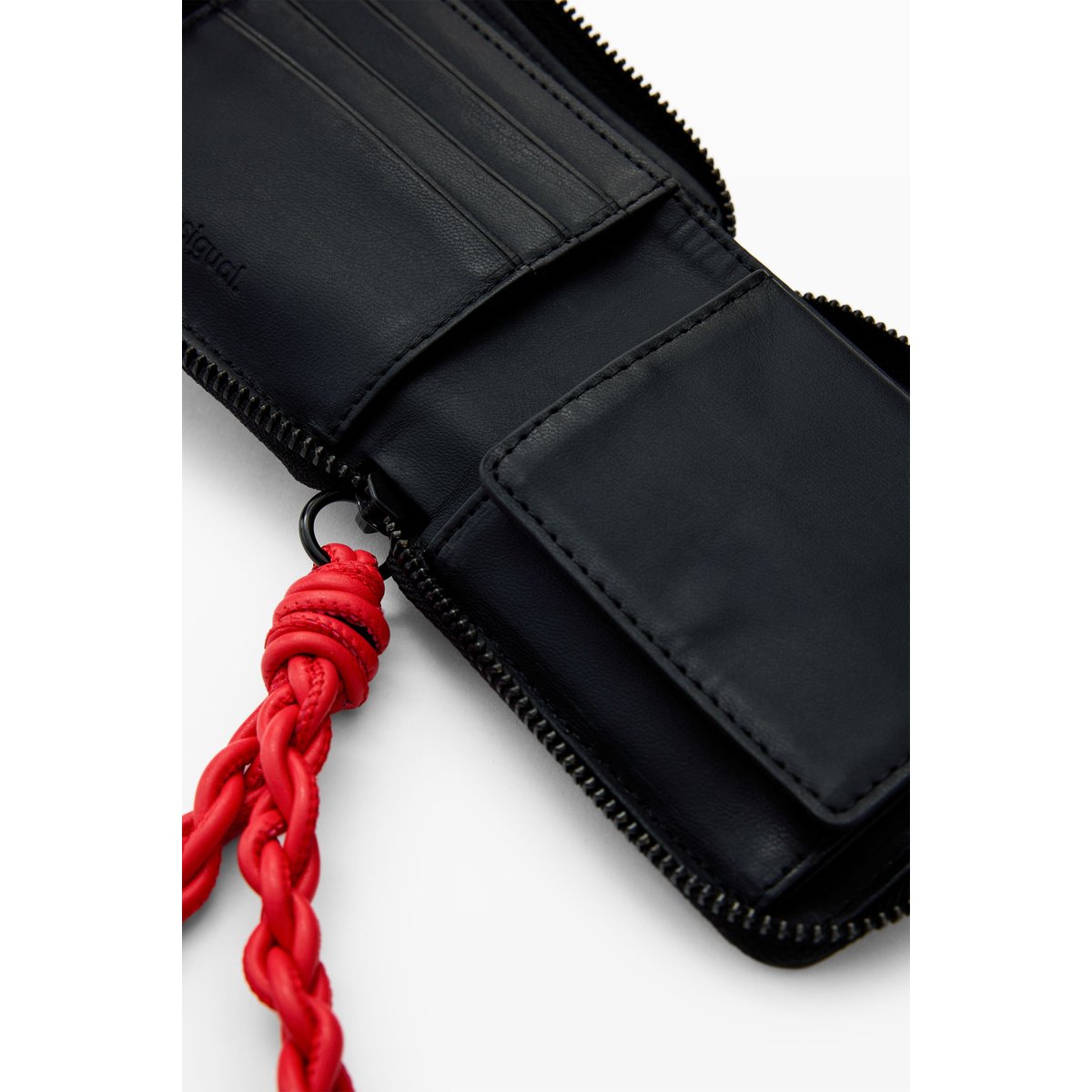 Porte-monnaie moyen à texture fleurie noir, DESIGUAL