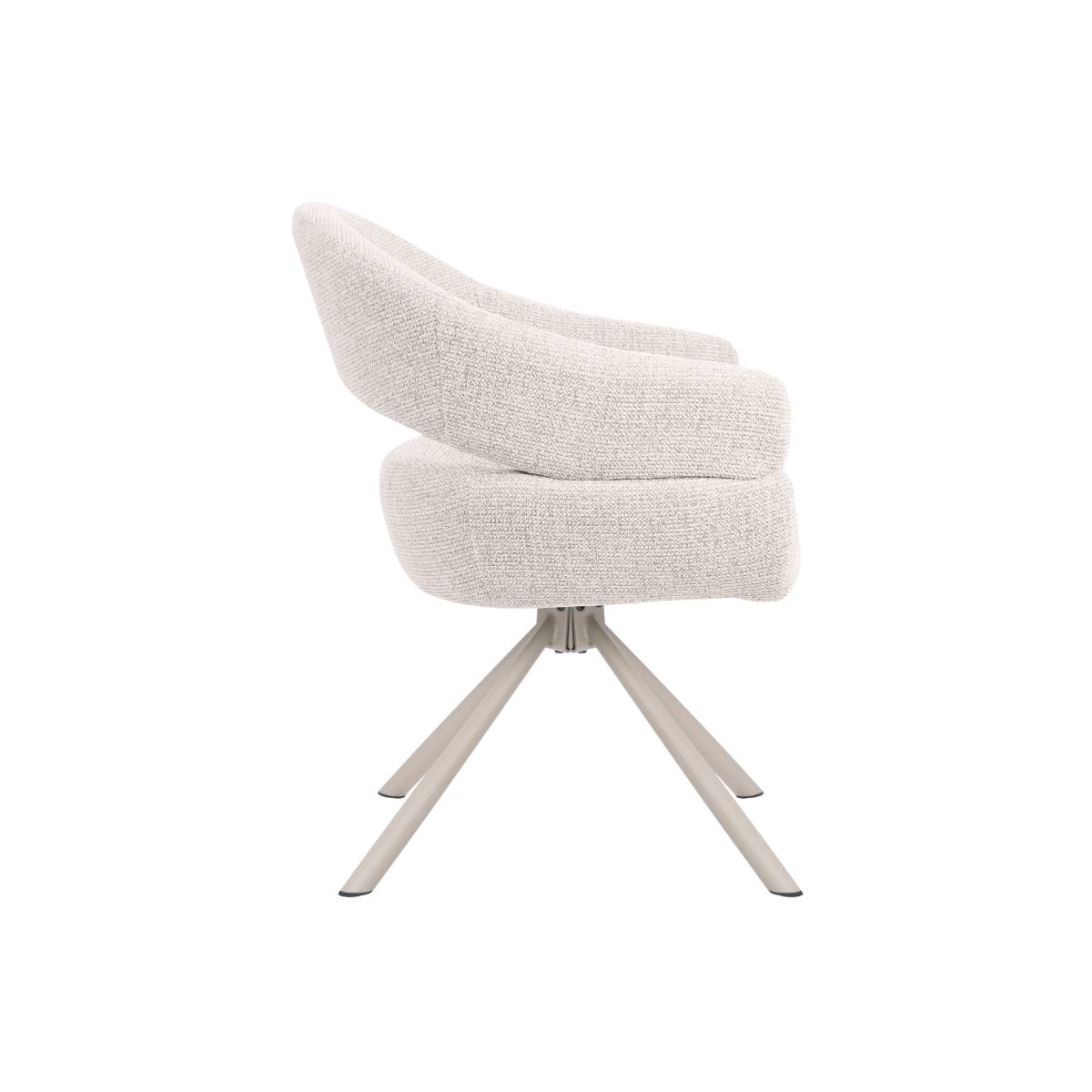 Lot de 2 chaises en tissu FLORINE blanc, MADE IN MEUBLES