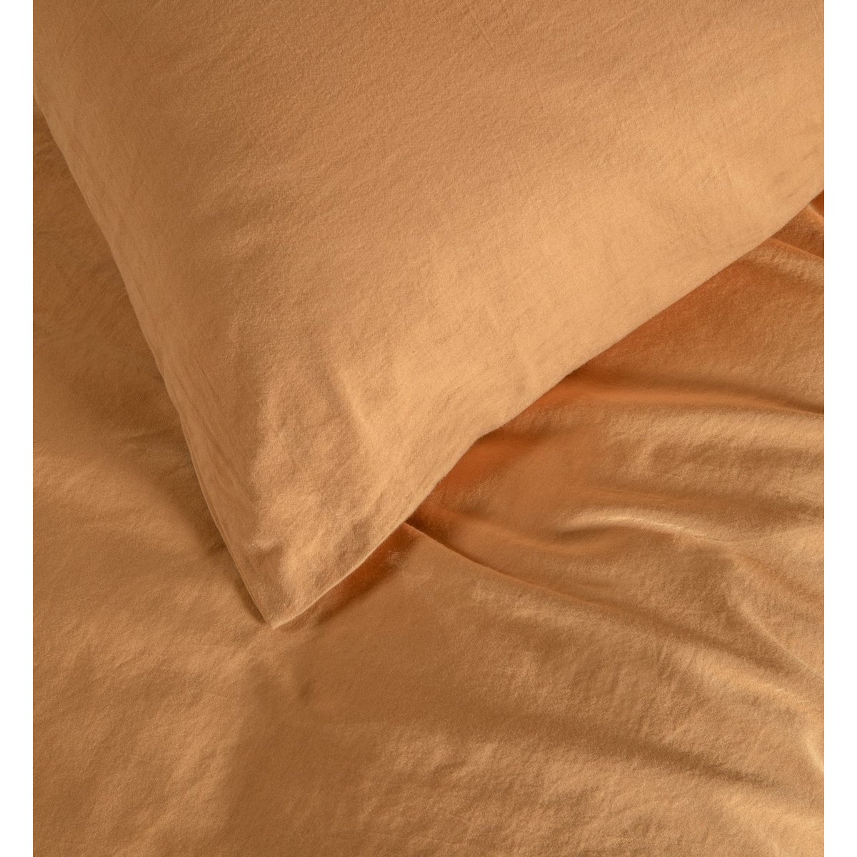 Taie d'oreiller SATIN DE COTON BIO LAVÉ ambre, KADOLIS