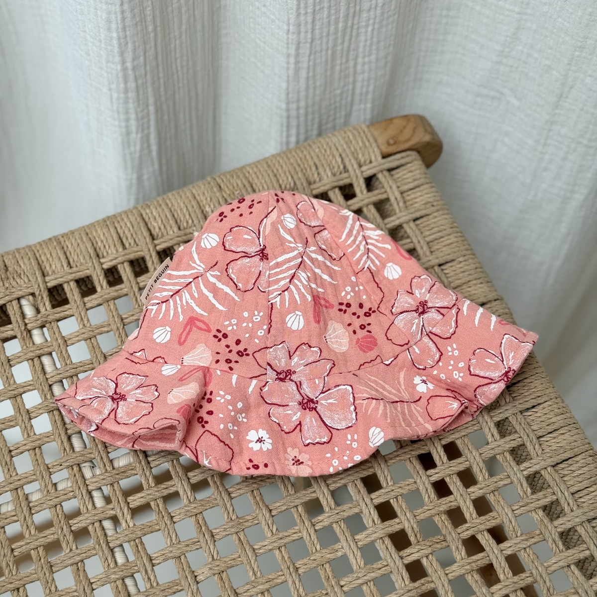Capeline bébé en gaze de coton Santa Giulia orange, PETIT BEGUIN